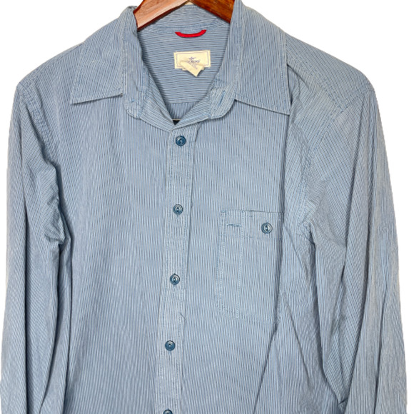 5/$25 Dockers Men's Button Down 100% Cotton Blue Striped Dress Shirt Size Medium - Picture 2 of 4